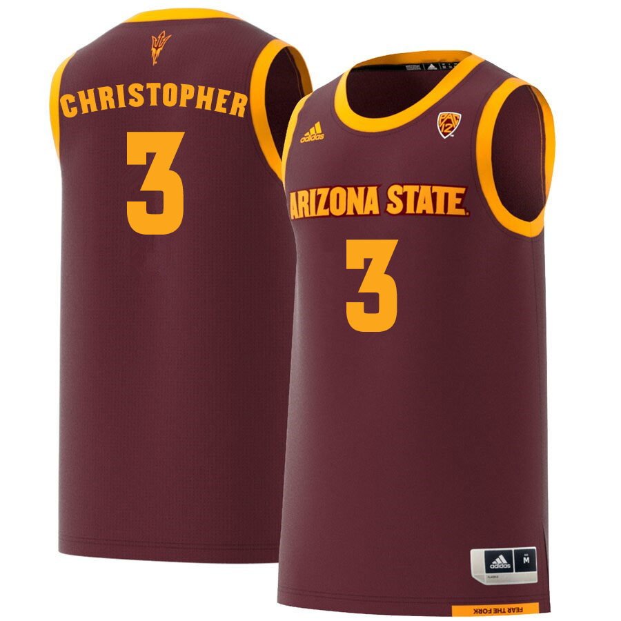 Men #3 Caleb Christopher Arizona State Sun Devils College Basketball Jerseys Sale-Maroon
